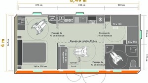 Mobilheim Life 2sz | PREMIUM - 32m²- PRM - Terrasse überdacht - TV - Geschirrspüler - plancha