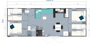 Mobile home Family 4bd | PREMIUM - 38m² - XXL covered terrace - TV - dishwasher - plancha