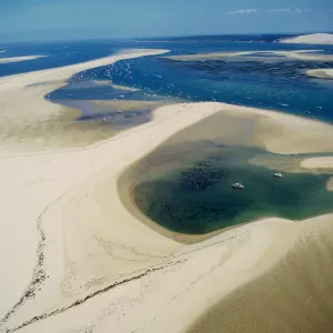 Bancs de sable du Banc d'Arguin au milieu du Bassin d'Arcachon sur la côte atlantique