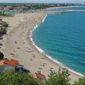 Plage centrale d'Argelès-sur-Mer en été