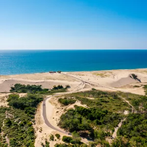 Océan Atlantique avec la dune et la forêt de pins des Landes
