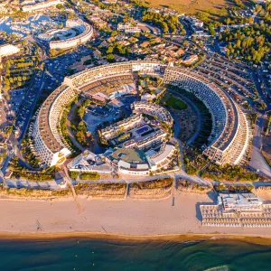 Cap-d-agde-Aerial view of Cap d'Agde a seaside resort and naturist village on France's Mediterranean coast, Europe