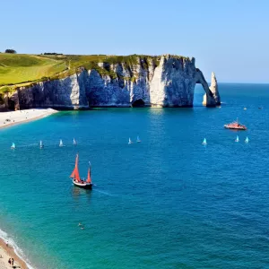 France Normandie plage et roche formation étretat