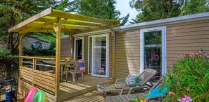Stacaravan Premium+ 2slk 2 BAD |PREMIUM-33m²-AIRCO-TV-VW-SPA-Lakens-Gratis Wifi-overdekt Terras