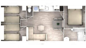 Mobil Home Evo 3 chambres, 6 places, terrasse semi-couverte, TV, sans clim 31m²