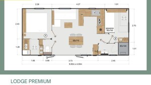 Lodge PREMIUM 2 bedrooms + covered terrace + dishwasher + TV (32m²/2024)