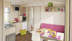 Mobil-home Côté Confort 25m² (2 chambres) + TV + Terrasse intégrée - Arrivée Dimanche
