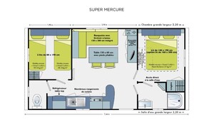 Stacaravan Super Mercure 27.5m² - 2 Kamers