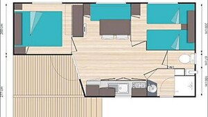 Mobil-home Confort + SUNNY 20m² (2 Habitaciones - Terraza cubierta) + TV