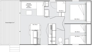Mobilheim Face Confort 25m² (2 Zimmer) + TV + Terrasse