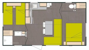 Mobil-home Confort TV 2ch | CONFORT - 26m² - terrasse couverte - TV - plancha