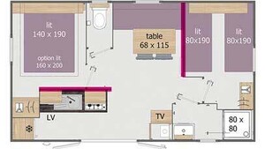 Mobil home LUXE 4/6 pers