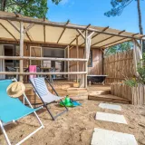 Stacaravan Garden 3sk | PREMIUM-33m²-AIRCO-TV-VW-Plancha-Bad-Gratis wifi-overdekt Terras