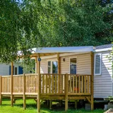Mobil-home Premium 28m² - 2 slaapkamers - overdekt terras - TV - lakens & handdoeken